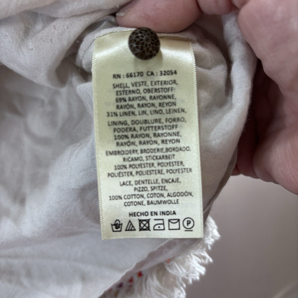 Anemia+Kin Anthropologie Reagan Embroidered Shift Dress linen Blend Size 2 Boho - Picture 10 of 16
